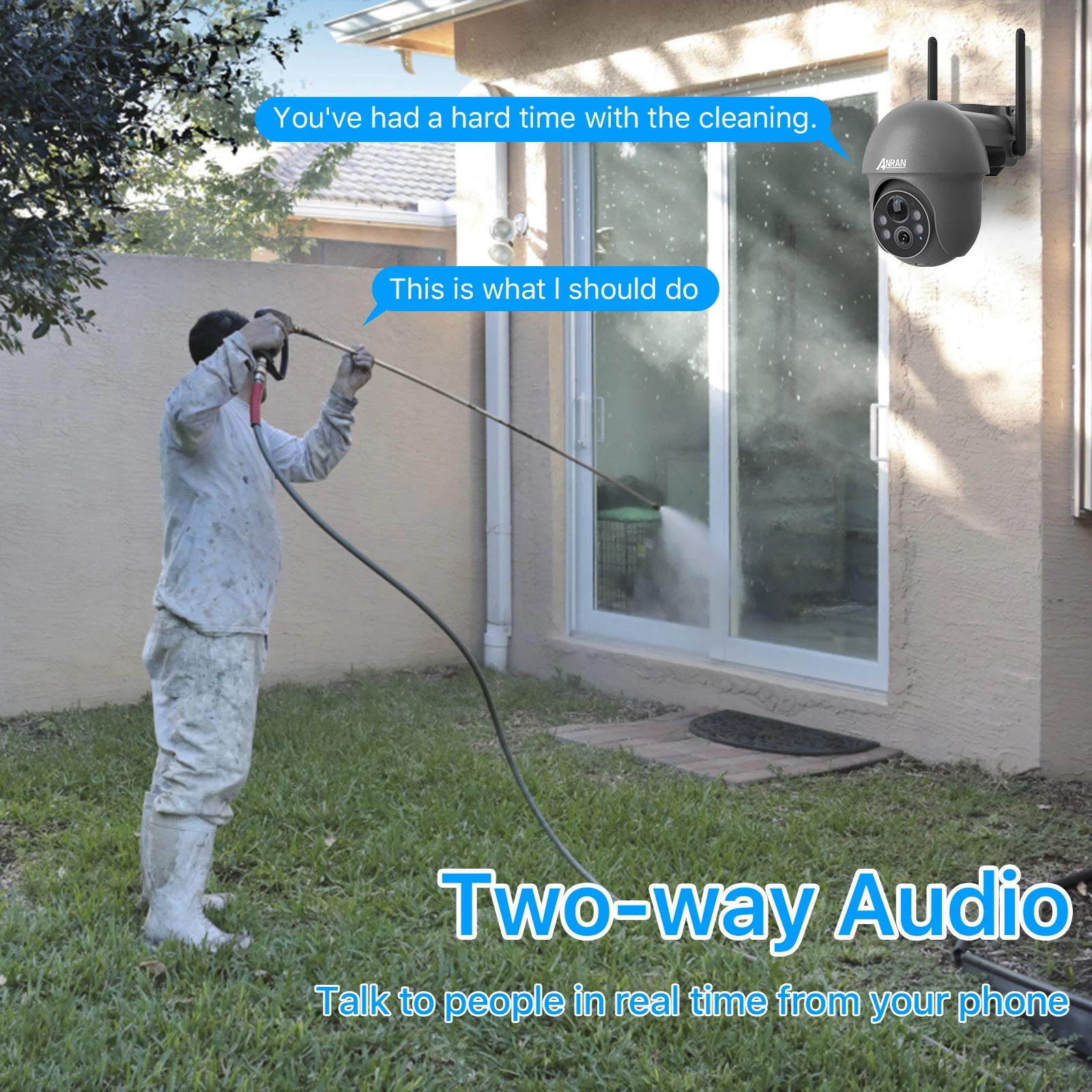 ANRAN Telecamera solare Wifi esterna 1296P Sorveglianza di sicurezza domestica Telecamera wireless Faretto Sirena Allarme Rilevamento umanoide intelligente