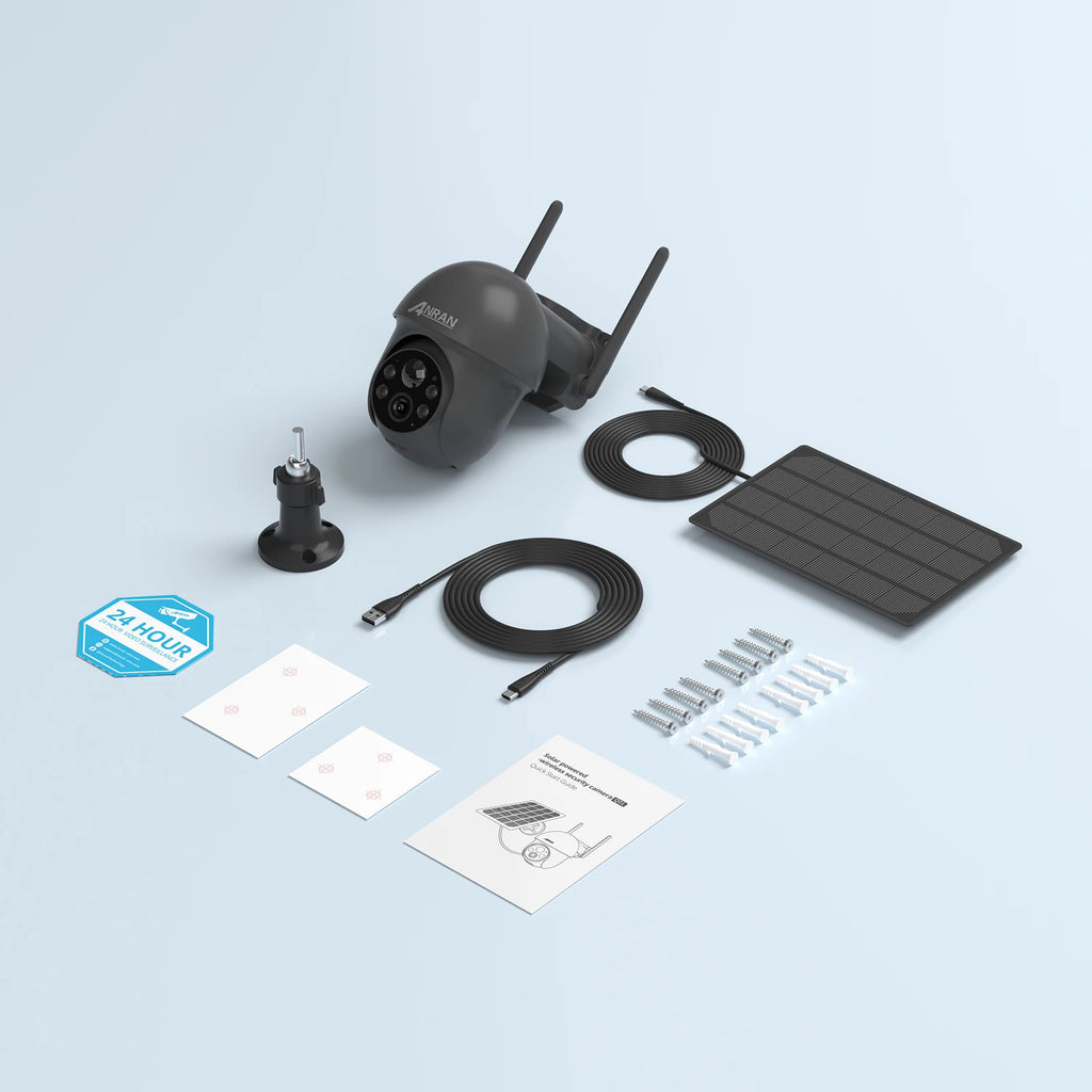 ANRAN Telecamera solare Wifi esterna 1296P Sorveglianza di sicurezza domestica Telecamera wireless Faretto Sirena Allarme Rilevamento umanoide intelligente