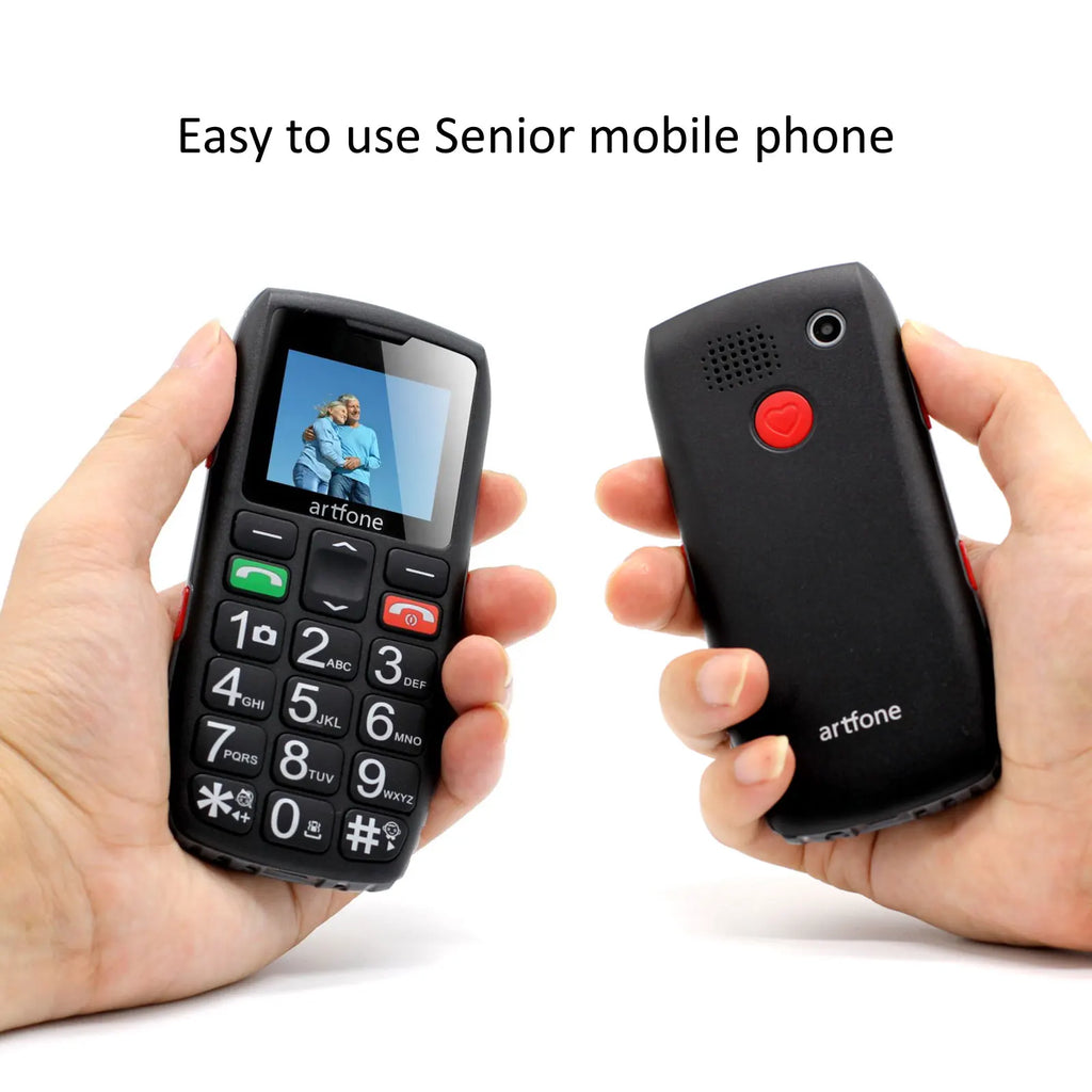 Bar Senior Mobile Phone Artfone C1+ With Free Charging Dock C1 Big Rubber Keypad  For Elderly Dual Sim One Key SOS FM 1400mAh