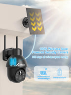 ANRAN Telecamera di sicurezza wireless solare Telecamera Wi-Fi solare esterna da 3 MP Voce bidirezionale IP66 Faretto flash con visione remota impermeabile