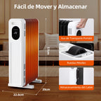 Aigostar Radiatore ad Olio 2300W, 11 Elementi Riscaldatore Elettrico Portatile, 3 Livelli di Calore con Modalità ECO, Timer 24H, Touch screen digitale, Telecomando, Hyperheat, Protezione Multipla