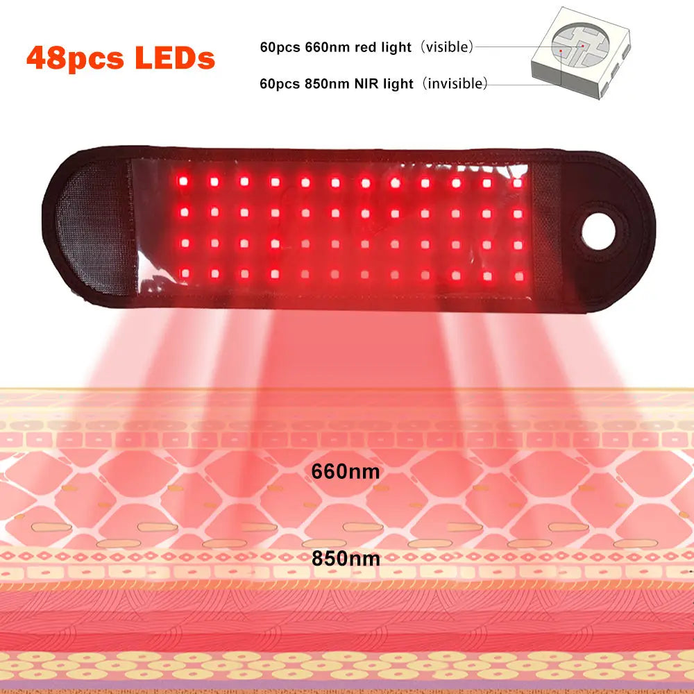 Cuscinetto avvolgente per terapia a infrarossi e luce rossa indossabile senza fili e ricaricabile da 660 nm e 850 nm Sollievo dal dolore per collo, polso, viso, spalle