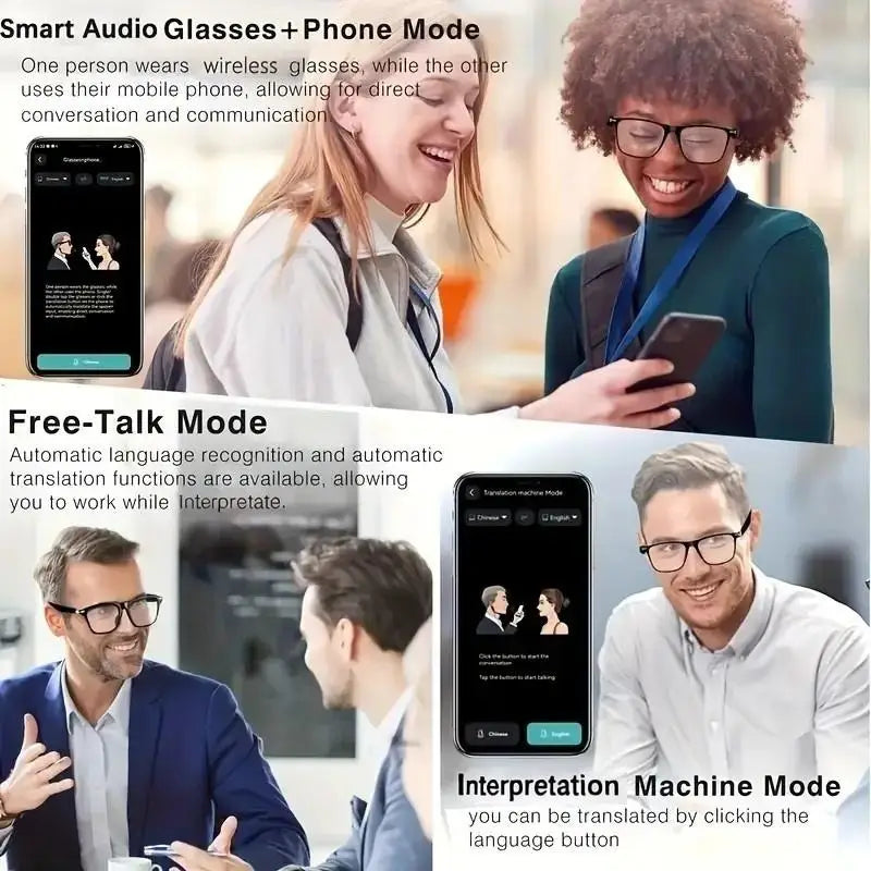 AI Reading Smart Glasses 160 Languages Chat GPT Audio Glasses For Men And Women Microphone And Speaker 2026.