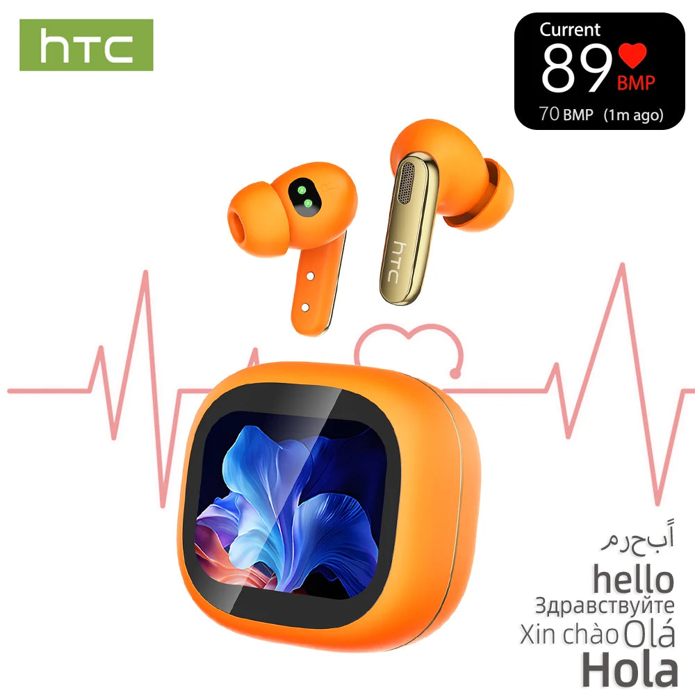 HTC NE46 Cuffie Bluetooth wireless sportive con cardiofrequenzimetro Touchscreen LED Riduzione del rumore Traduttore AI in-ear Earbu