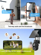 ANRAN Telecamera di sicurezza wireless solare Telecamera Wi-Fi solare esterna da 3 MP Voce bidirezionale IP66 Faretto flash con visione remota impermeabile