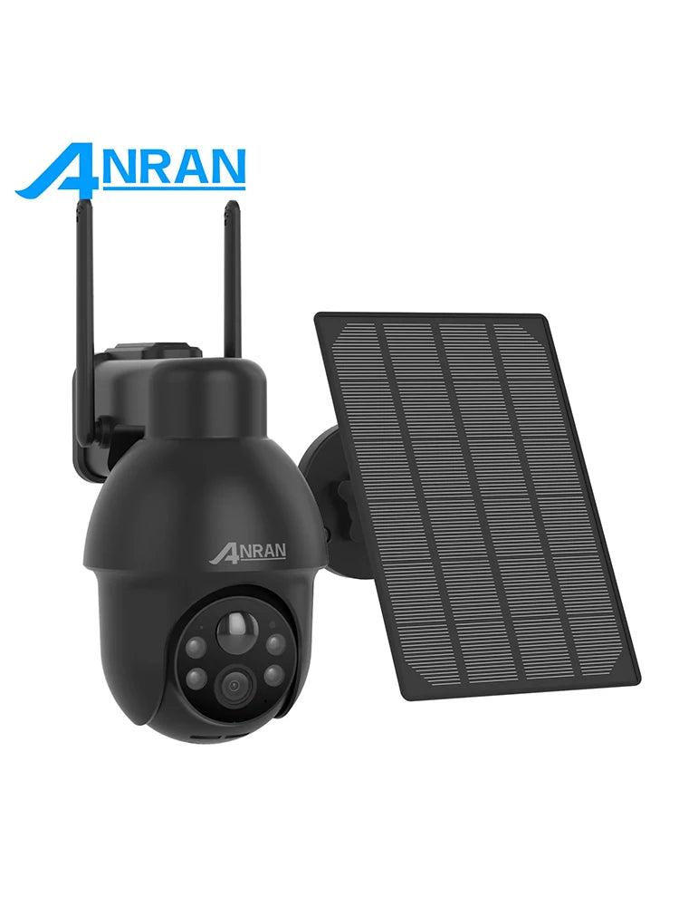 ANRAN Telecamera di sicurezza wireless solare Telecamera Wi-Fi solare esterna da 3 MP Voce bidirezionale IP66 Faretto flash con visione remota impermeabile