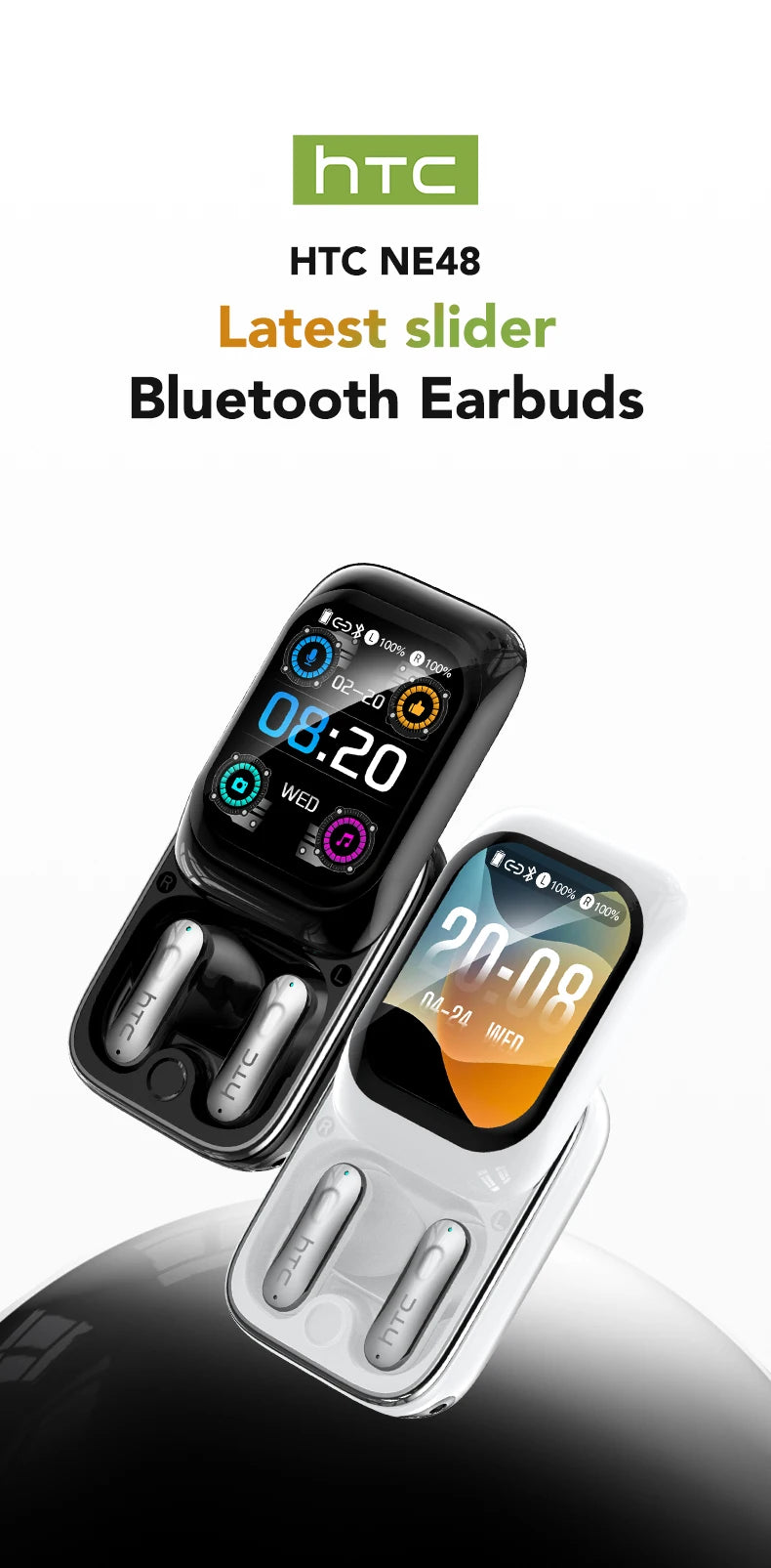 Auricolari HTC NE48 Bluetooth V6.0 Traduttore AI Auricolari TWS Sport Cuffie wireless Cuffie laterali Schermo Ultra HD