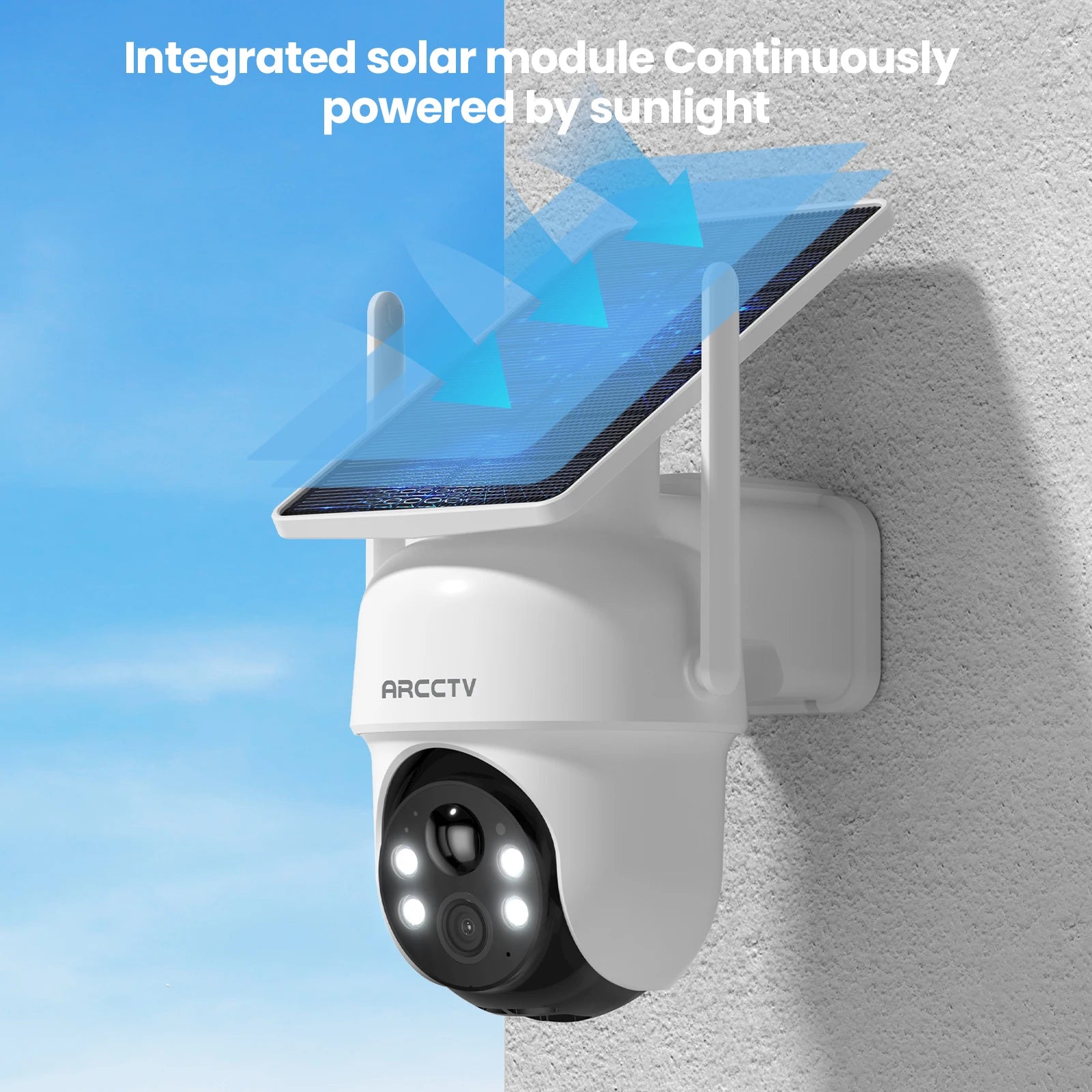 ARCCTV 4MP Wifi Kit telecamera solare Set telecamera di sorveglianza di sicurezza wireless esterna Sirena Allarme Rilevamento umanoide Audio bidirezionale