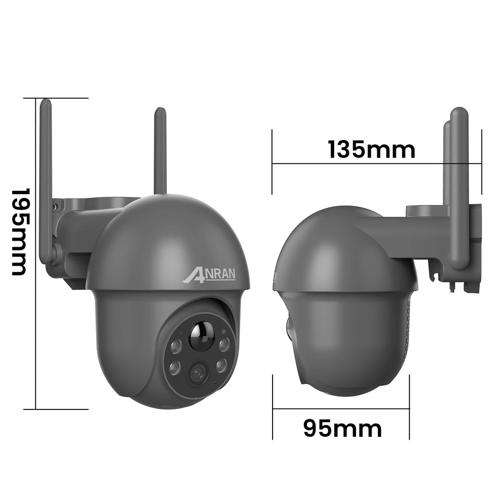 ANRAN Telecamera solare Wifi esterna 1296P Sorveglianza di sicurezza domestica Telecamera wireless Faretto Sirena Allarme Rilevamento umanoide intelligente