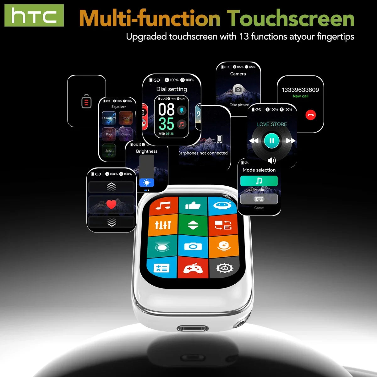 Auricolari HTC NE48 Bluetooth V6.0 Traduttore AI Auricolari TWS Sport Cuffie wireless Cuffie laterali Schermo Ultra HD