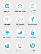 ANRAN Telecamera di sicurezza wireless solare Telecamera Wi-Fi solare esterna da 3 MP Voce bidirezionale IP66 Faretto flash con visione remota impermeabile