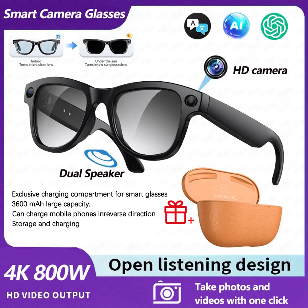 2026 New Smart Glasses with Camera Video Recording AI Photo Recognition Bluetooth Call Voice Translation Sunglasses Men Women