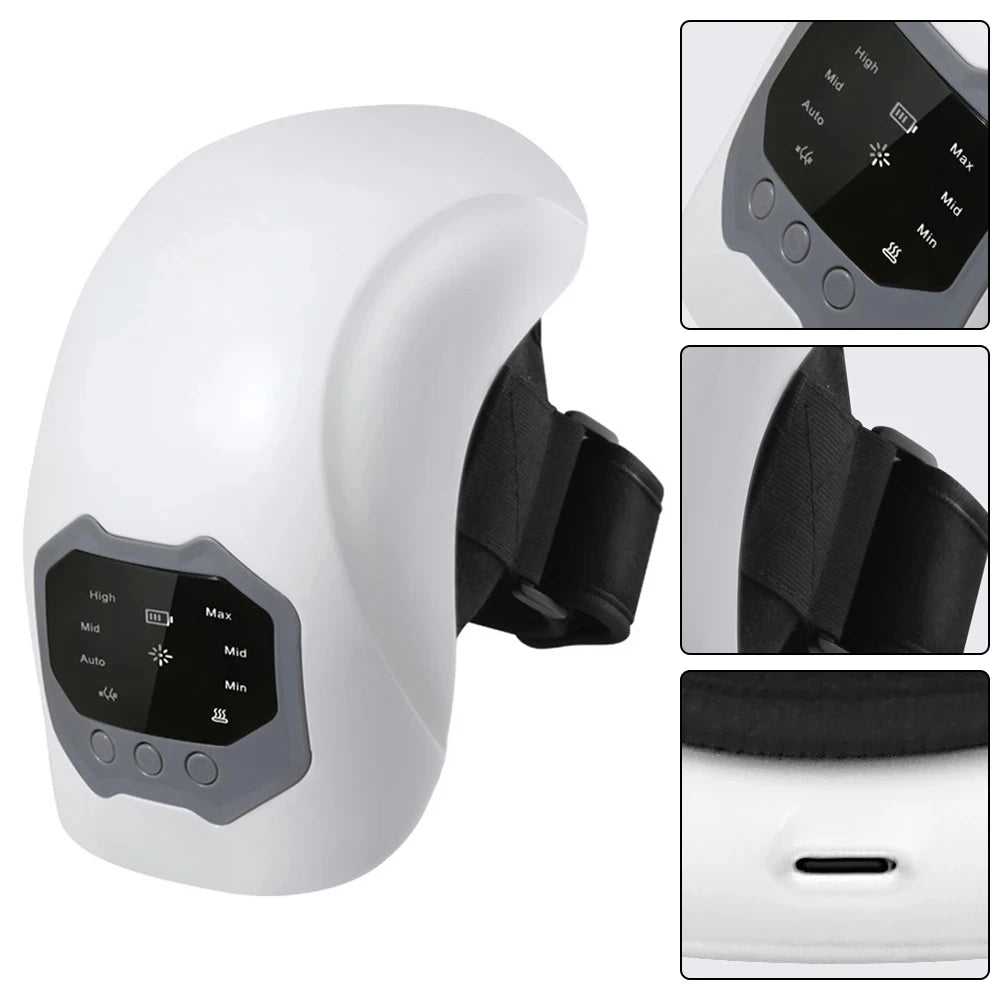Massaggiatore per ginocchio wireless 3 in 1, pressione dell'aria intelligente e vibrazione Impastamento 3D per gomito della spalla, design portatile