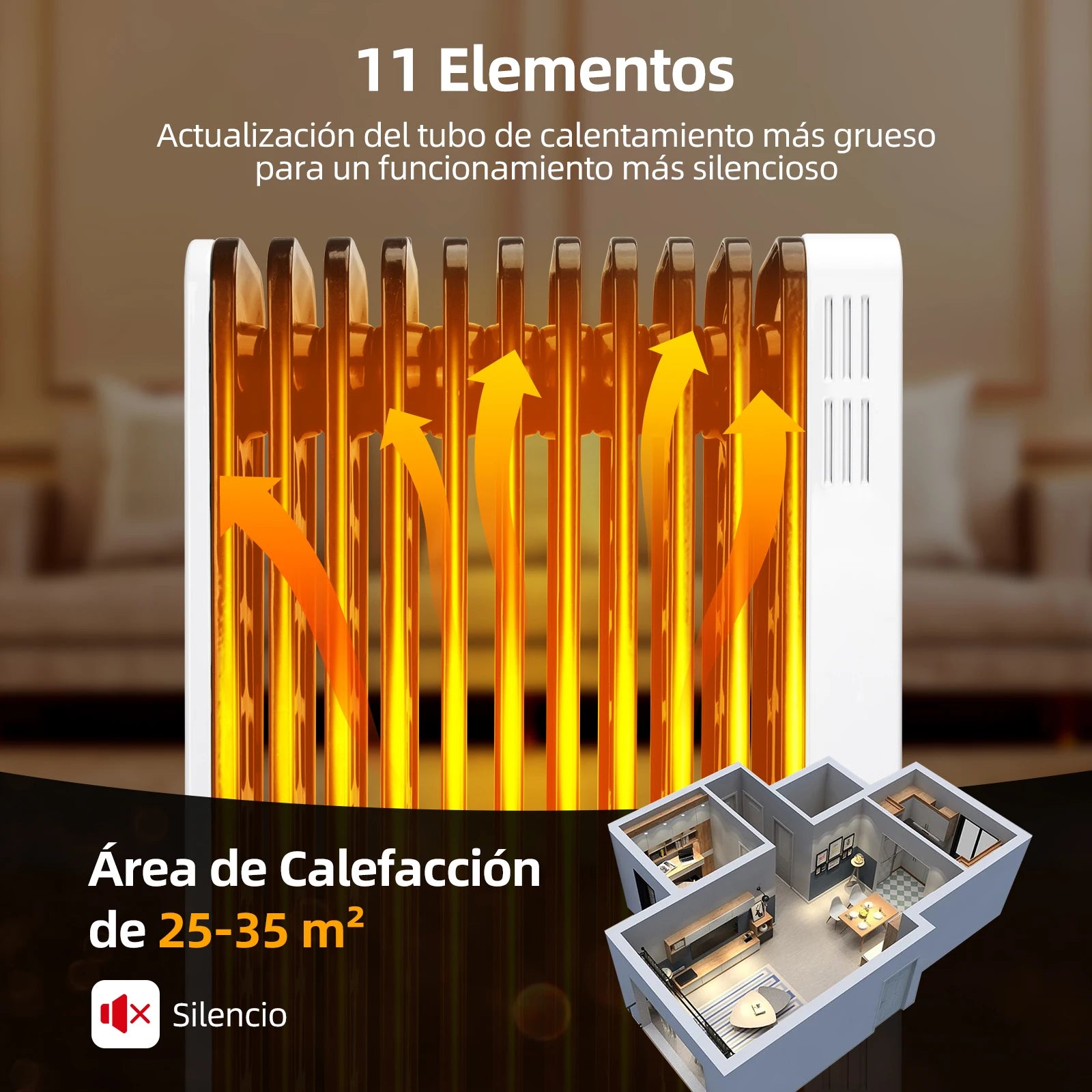 Aigostar Radiatore ad Olio 2300W, 11 Elementi Riscaldatore Elettrico Portatile, 3 Livelli di Calore con Modalità ECO, Timer 24H, Touch screen digitale, Telecomando, Hyperheat, Protezione Multipla