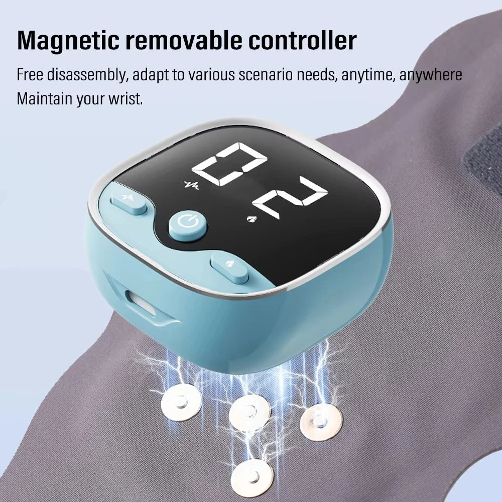 EMS Massaggiatore per il polso Protezione per il polso 5 livelli Impacco caldo Massaggio a vibrazione Tunnel carpale elettrico Rilassamento per le mani traspirante