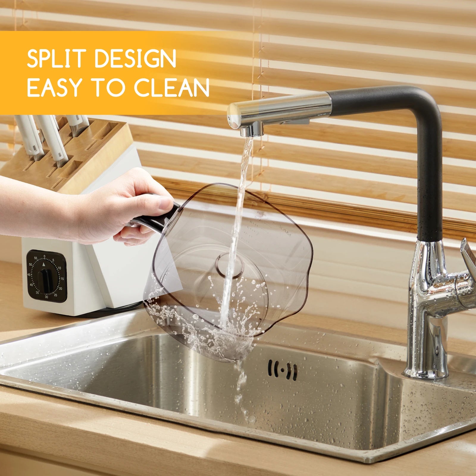 Aigostar Spremiagrumi elettrico, grande volume da 1,2 litri, Spremiagrumi con indicatore LED, 40W, 2 coni staccabili, Doppio Senso di Giro, Base in acciaio inox, Nero, Juicy