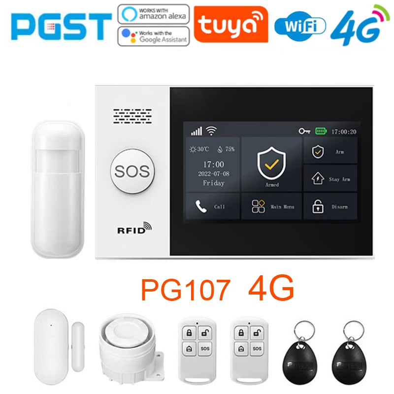 Accessori per allarme intelligente PGST 433 MHz, connessione WIFI GSM、 Sensore porta, kit allarme di sicurezza domestica wireless