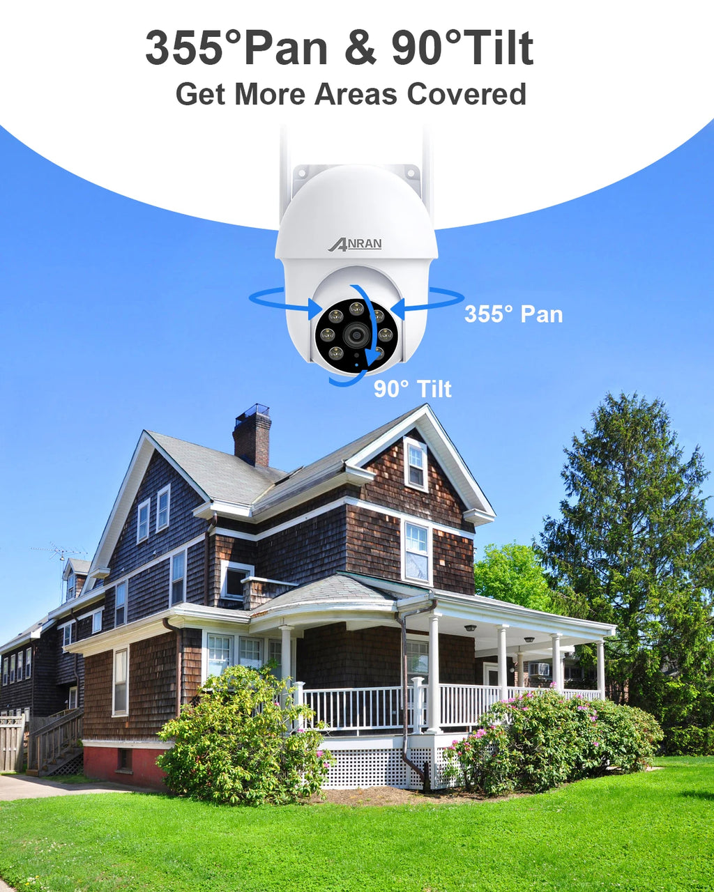 ANRAN 5G Wifi Camera 2/3/4PCS 5MP Telecamera di sicurezza cablata 24/7 Continuo record, IP66, compatibile Alexa, tracciamento automatico, rilevamento PIR