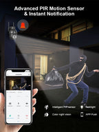 ANRAN Telecamera di sicurezza wireless solare Telecamera Wi-Fi solare esterna da 3 MP Voce bidirezionale IP66 Faretto flash con visione remota impermeabile