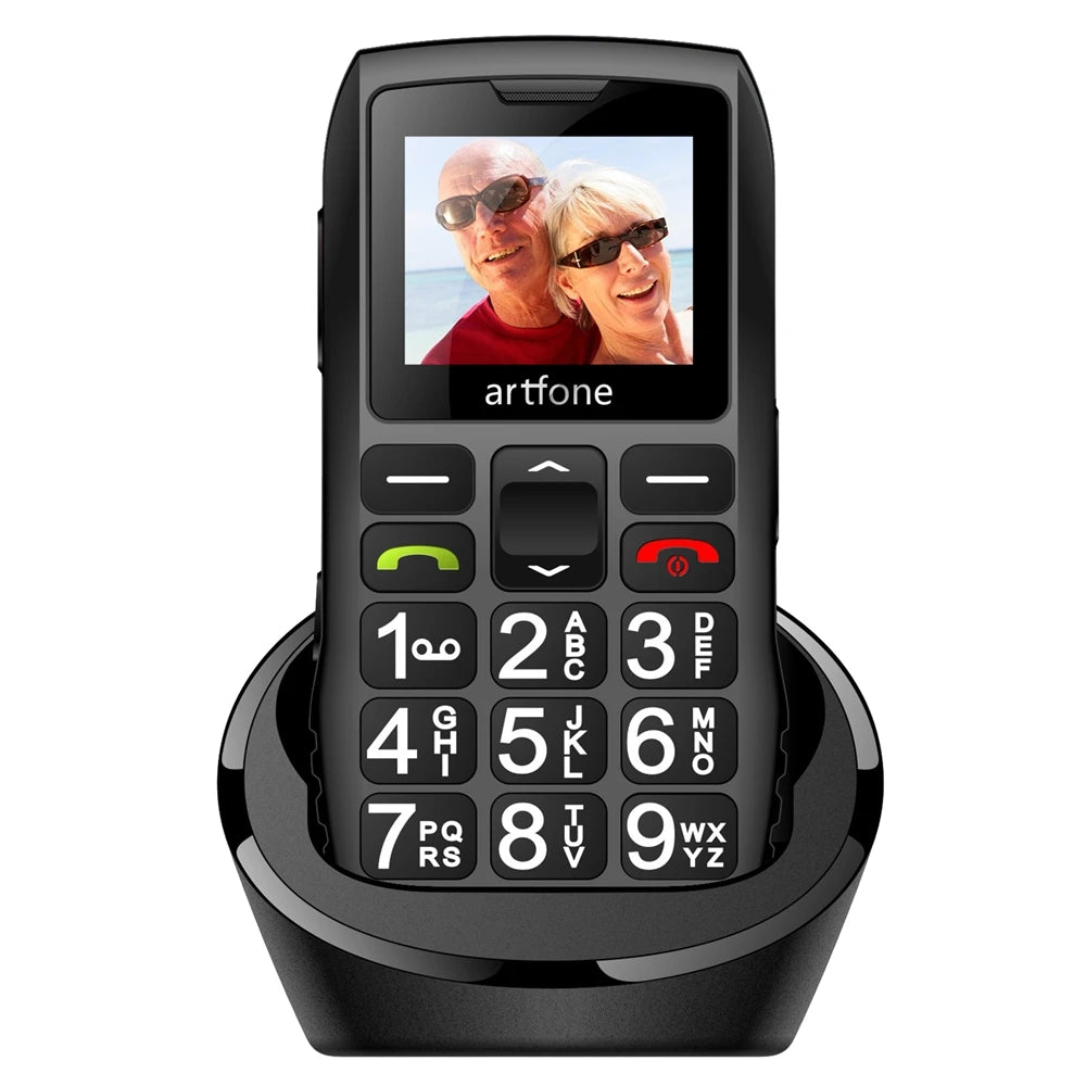 Bar Senior Mobile Phone Artfone C1+ With Free Charging Dock C1 Big Rubber Keypad  For Elderly Dual Sim One Key SOS FM 1400mAh