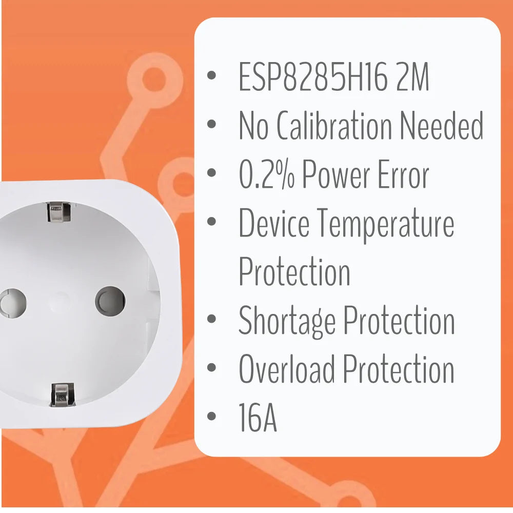 IoTorero 2 PACK Tasmota MQTT ESP8285 Monitoraggio del consumo con spina UE 16A Funziona con Home Assistant
