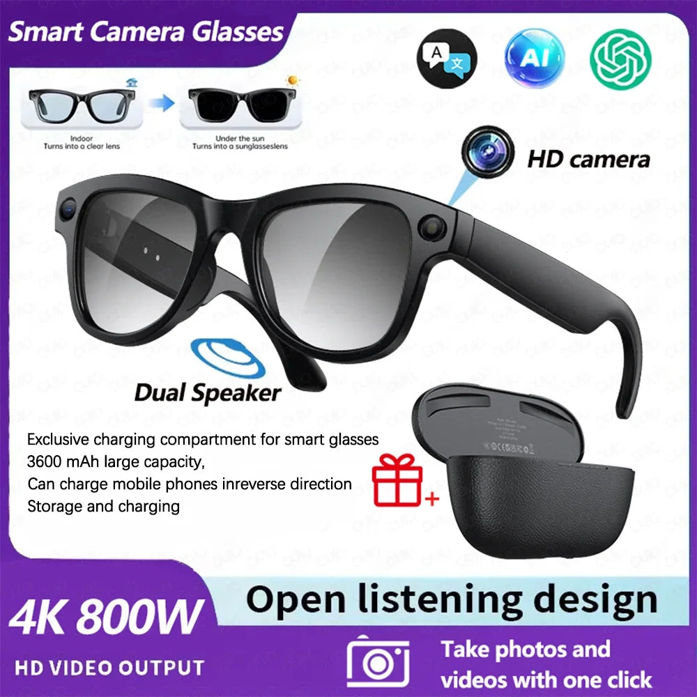 2026 New Smart Glasses with Camera Video Recording AI Photo Recognition Bluetooth Call Voice Translation Sunglasses Men Women