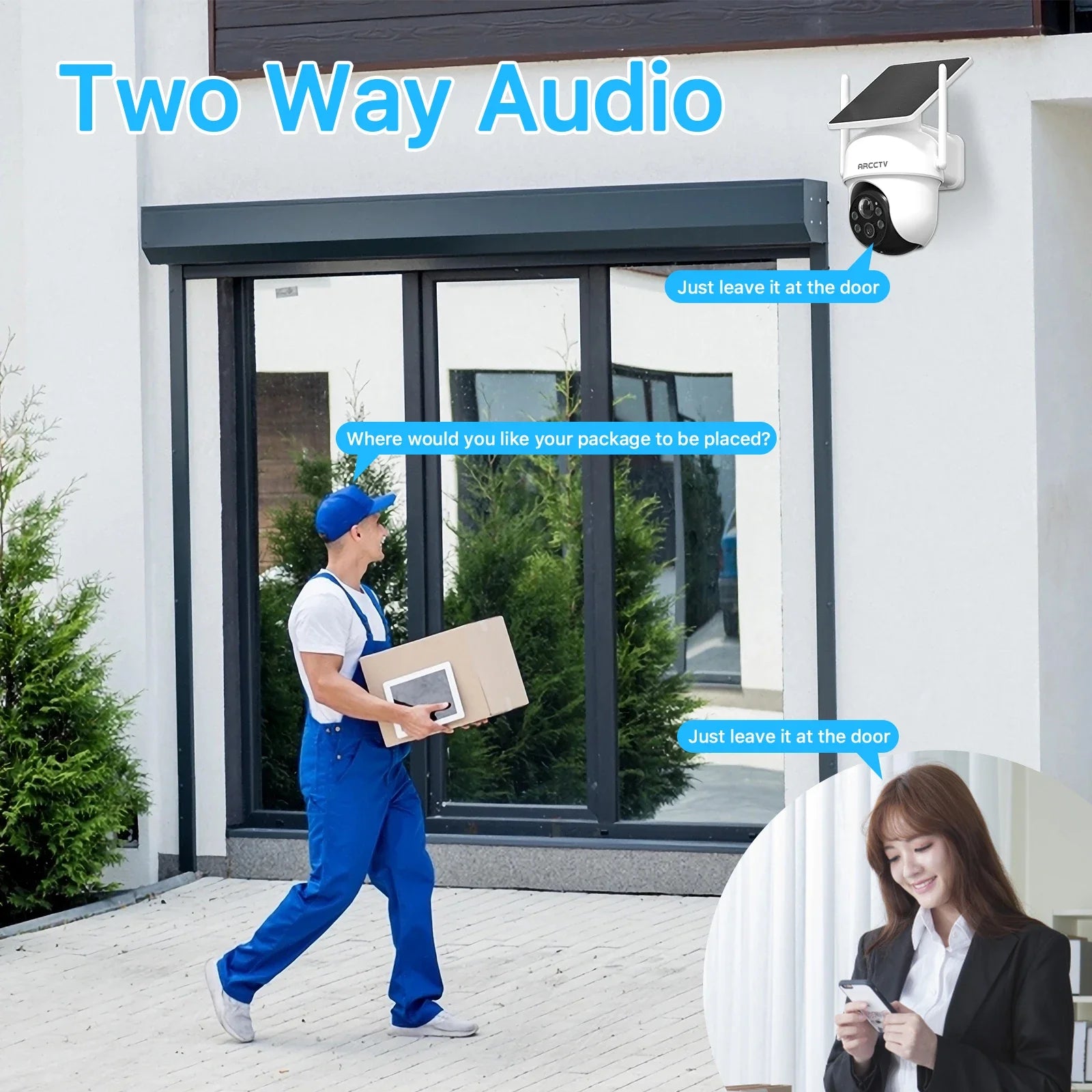 ARCCTV 4MP Wifi Kit telecamera solare Set telecamera di sorveglianza di sicurezza wireless esterna Sirena Allarme Rilevamento umanoide Audio bidirezionale