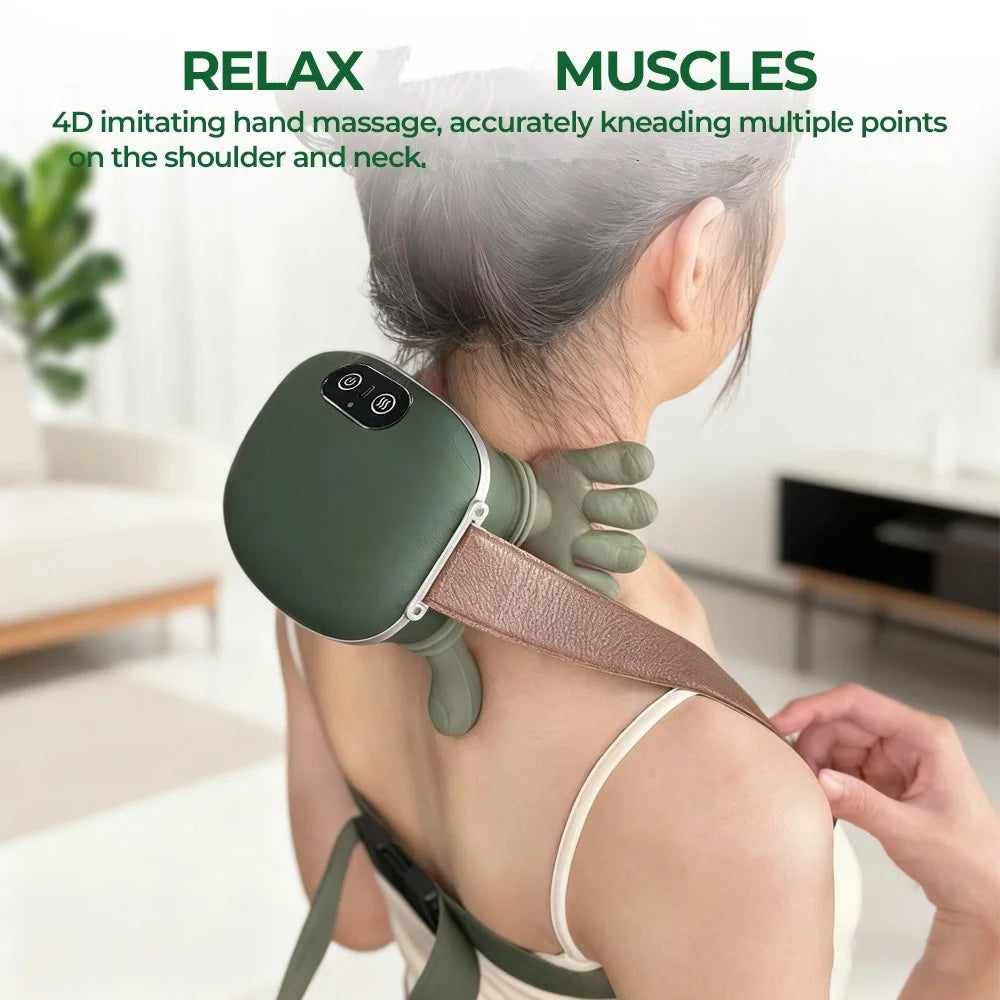 4D Bionic Dito Collo Spalla Massaggiatore Senza Fili Collo Cervicale Trapezius Impastare Massaggio Scialle Motore Brushless Collo masajeador