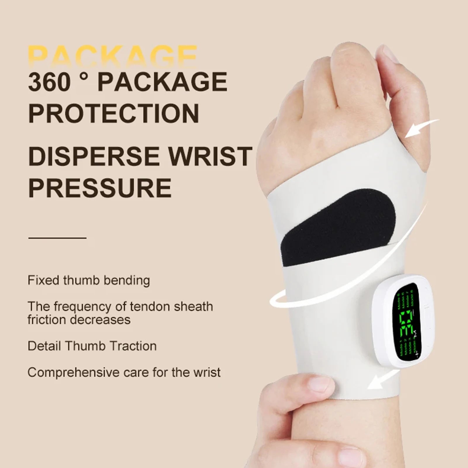 Braccialetto riscaldato elettrico Supporto per il polso di ricarica USB Allevia la tenosinovite Massaggio Protezione per il polso per adulti Braccialetto lenitivo 1pz