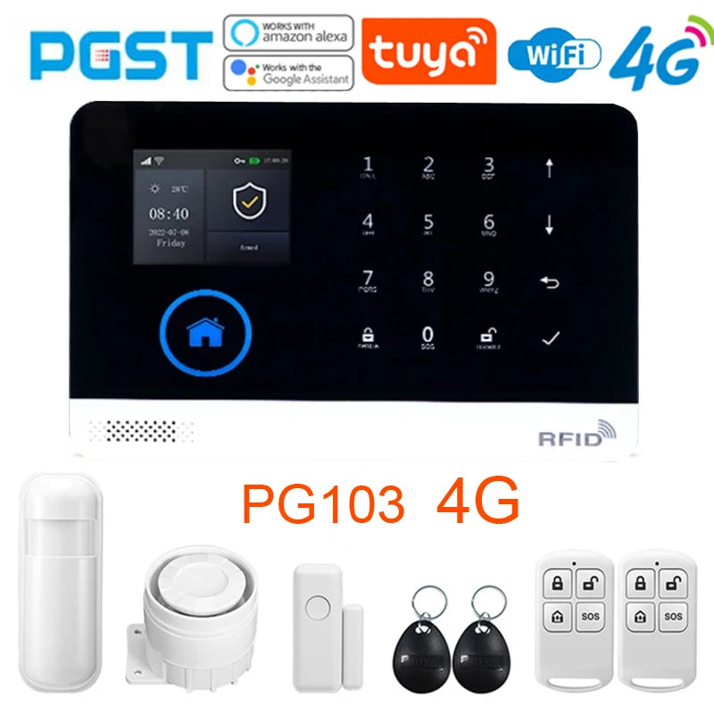 Accessori per allarme intelligente PGST 433 MHz, connessione WIFI GSM、 Sensore porta, kit allarme di sicurezza domestica wireless