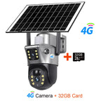 4G Sim Card Telecamera solare Doppia lente Esterna 8MP 4K Batteria a bassa potenza Telecamera IP PIR Visione notturna V380 Pro CCTV Protezione di sicurezza