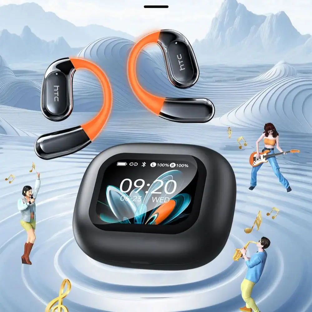 Htc Ne27 Auricolari Bluetooth Auricolari Traduttore Ai Ows Cuffie sportive Schermo LCD Cuffie wireless Gancio per l'orecchio luminoso Lunga durata