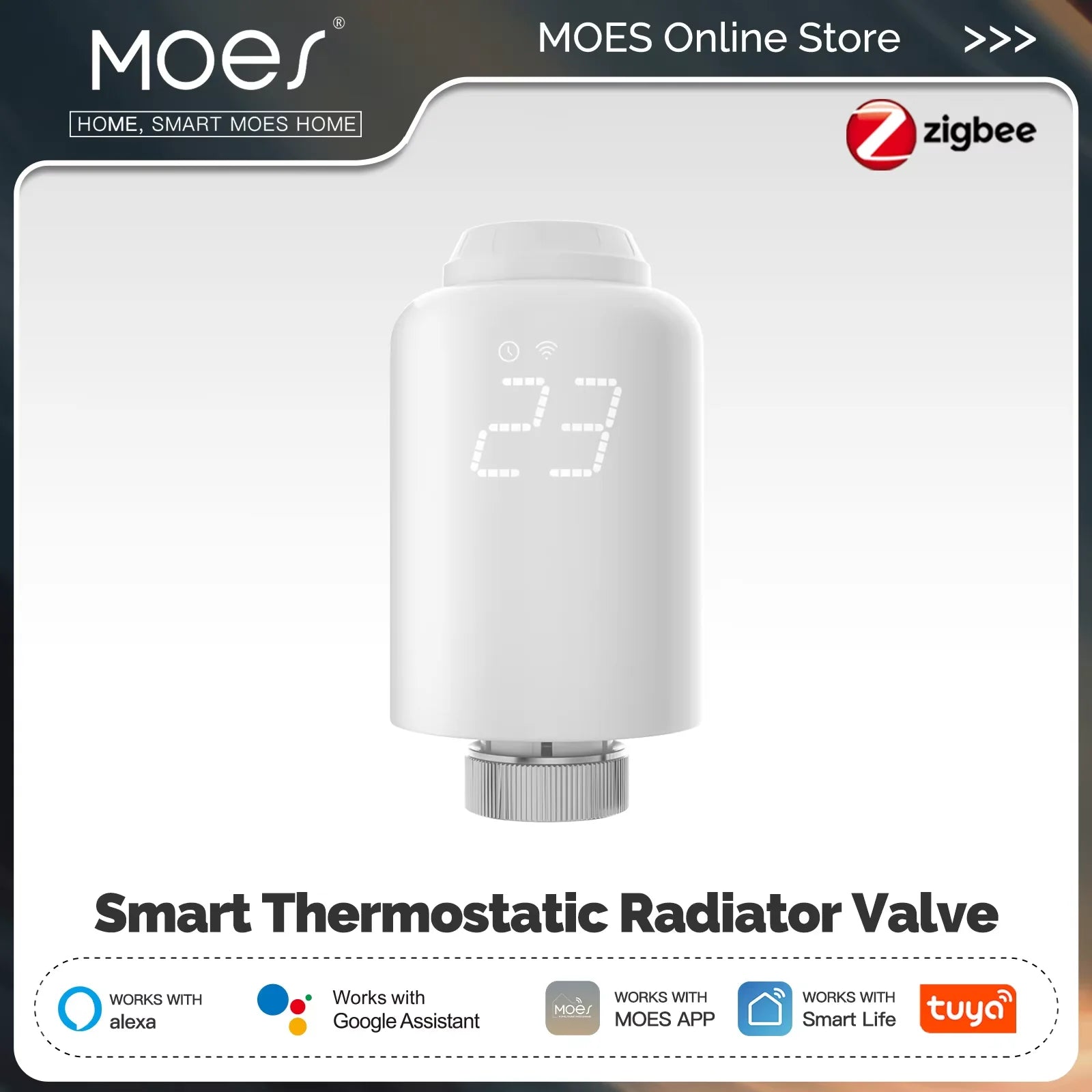 MOES TRV Tuya ZigBee Valvola termostatica per radiatore SmartLife Regolatore di temperatura per riscaldamento remoto wireless Controllo vocale Alexa