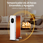 Aigostar Radiatore ad Olio 2300W, 11 Elementi Riscaldatore Elettrico Portatile, 3 Livelli di Calore con Modalità ECO, Timer 24H, Touch screen digitale, Telecomando, Hyperheat, Protezione Multipla