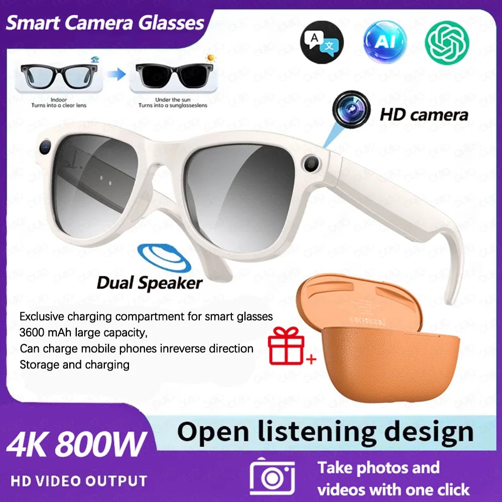 2026 New Smart Glasses with Camera Video Recording AI Photo Recognition Bluetooth Call Voice Translation Sunglasses Men Women